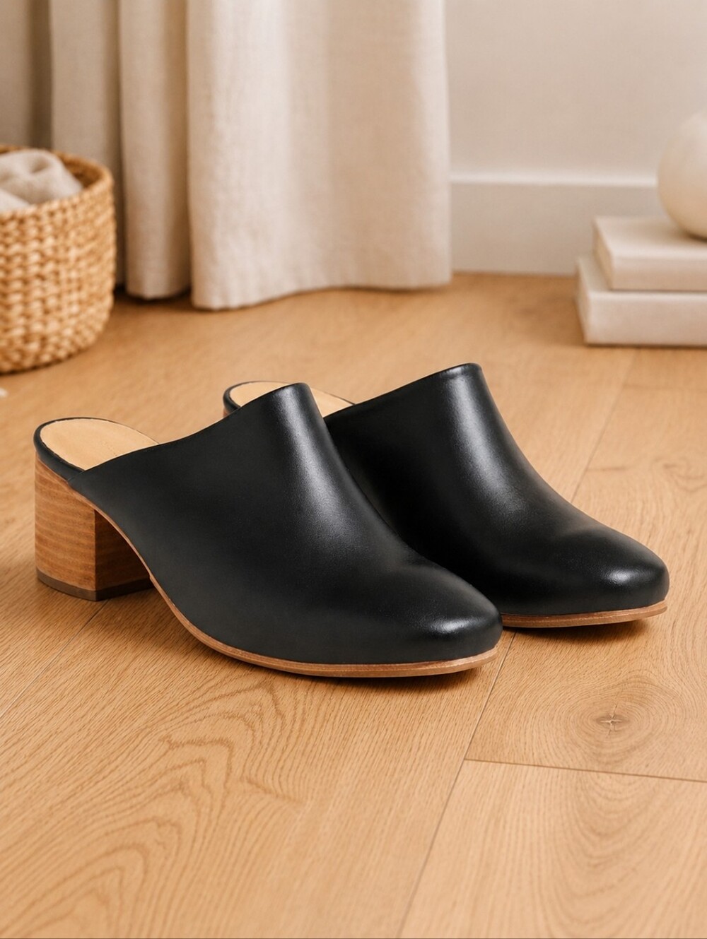 Nisolo All Day Heeled Leather Mule‎ Slip On Shoes Black Womens Size 10